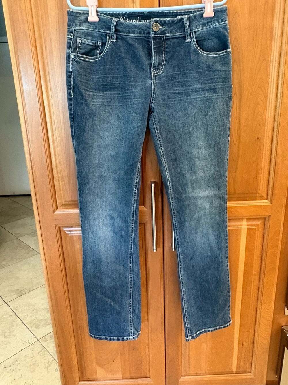 Natural Reflections Comfort Stretch Jeans Size 10 Blue Denim Embroidered